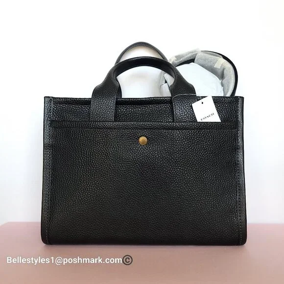 COACH Bubble Leather Cargo Tote Bag with Webbing Strap-MEDIUM Size-Black color⭐ - Picture 7 of 16
